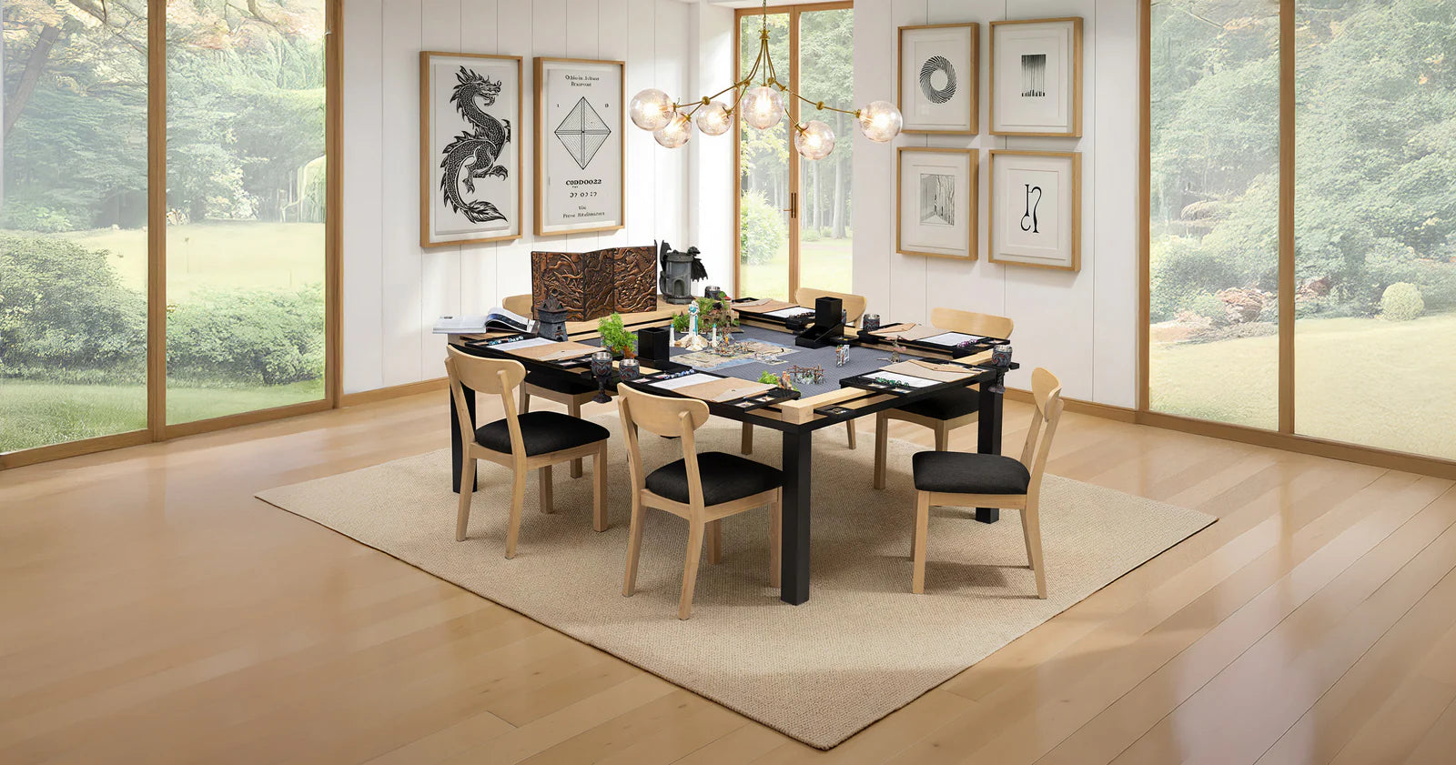 Pangea 4x6 set for a campaign, cerused oak room